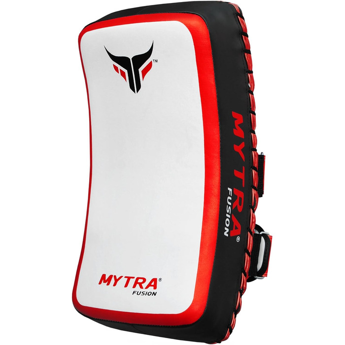 Mytra Fusion вигнуті лапи для муай-тай та кікбоксингу, білі-червоні, ударні подушки для боксу, ММА, карате, тхеквондо, тренувань, для ніг і ліктів