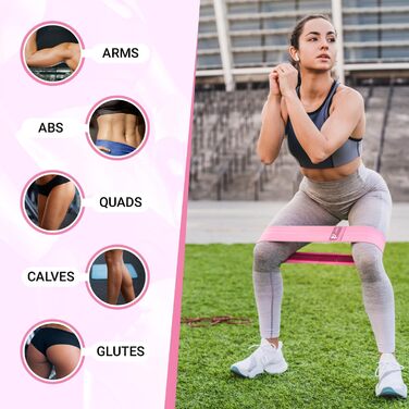 Еластичні гумки для фітнесу, набір 6 шт. (3 гумки для сідниць, 3 петлеві гумки для ніг, сідниць, стегон) для занять у залі, вдома, пілатесу, йоги (зелений, рожевий, фіолетовий)