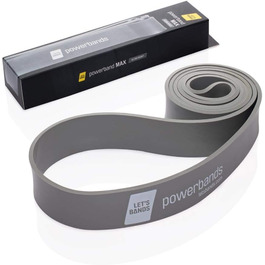 Еспандер Let’s Bands Powerbands MAX для фітнесу, 5 рівнів навантаження, для всього тіла, сірий (ультра сильний), з безкоштовним 60-денним онлайн тренуванням у додатку Lets Bands