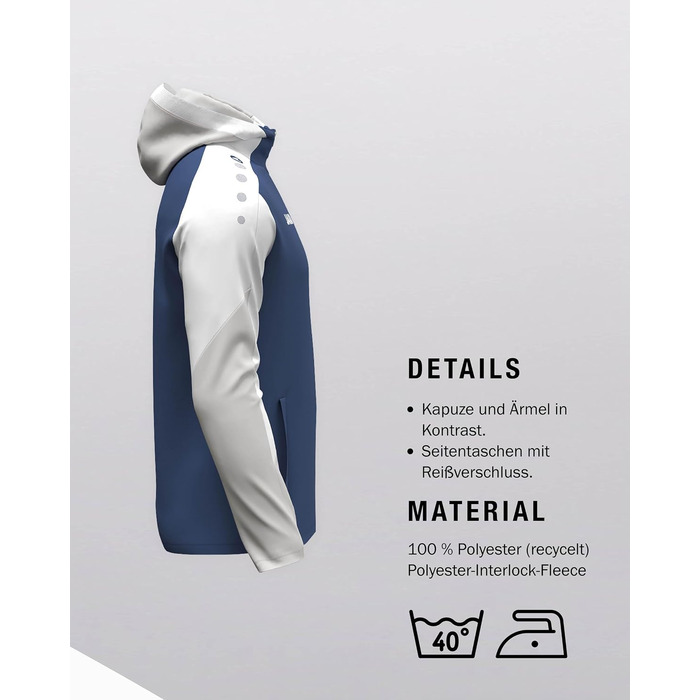 Чоловіча спортивна куртка з капюшоном JAKO Dynamic (3XL, небесно-блакитний/білий/темно-синій)