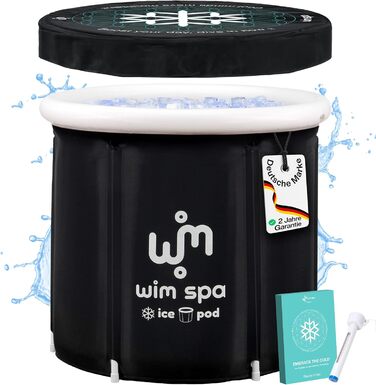 Ice Pod XL від Wim Spa: складане ізольоване ice bath (80 см Ø) для холодної терапії, з термометром та eBook, включає дощовий чохол