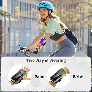 Спортивний рукав для телефону на руку (2-в-1) - зелений, для iPhone 16/15/14/13 Pro Max, Huawei P50 Pro/P40, 6.9 дюймів