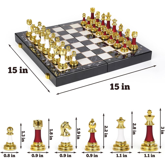 Великий набір шахів для дорослих 38,1 см з фігурами з акрилу, набір для подорожей, елегантний класичний дизайн