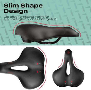 Велосипедне сідло Impact ComfortFit з гелем та піною пам'яті, ергономічне, динамічна амортизація, для чоловіків і жінок, комфортне міське
