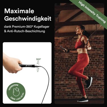 STRYVE Speed Rope – швидкісна скакалка з ергономічною антиковзною ручкою та регульованою довжиною, преміум бренд