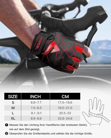 Велосипедні рукавички ATERCEL напівпальці для чоловіків - рукавички для велоспорту TB з SBR-подушками для їзди на велосипеді, фітнесу (Червоний, M)