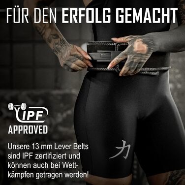 Пояс для пауерліфтингу Strength Shop 13мм з важільною пряжкою, IPF сертифікований, сталевий замок, чорний-білий, для підтримки спини й хребта, міцний шкіряний ремінь для тренувань