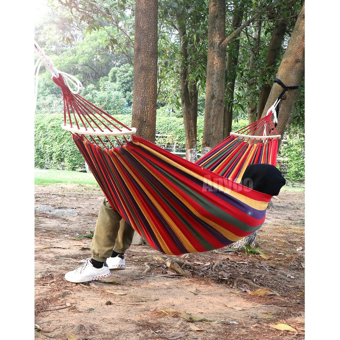 Гамак для відпочинку Anyoo: міцний, знімний, для тераси, саду, пляжу (червоний)