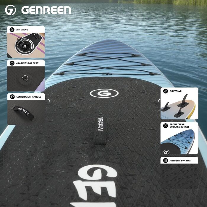 Надувне SUP-борд Extra Groß для всіх рівнів підготовки, 335x86 см, з аксесуарами, камера, 3 фіни