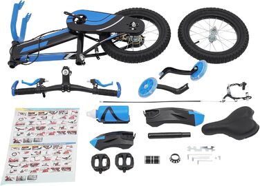 Дитяче велосипед 14 дюймів для хлопчиків та дівчаток з додатковими колесами та пляшкою для води, від 3 років, з двома гальмами, регульоване по висоті, міцний та стабільний