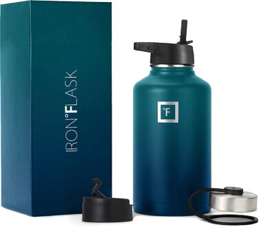 Спортивна пляшка Iron Flask 1890 мл, 3 кришки, вакуумна термокружка з нержавіючої сталі, подвійні стінки, металева каністра