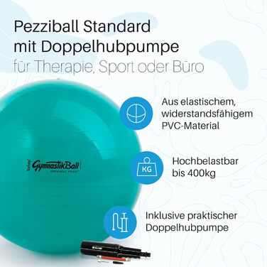Фітбол PEZZI Original Pezziball 53 см з насосом, антрацит, м'яч для сидіння