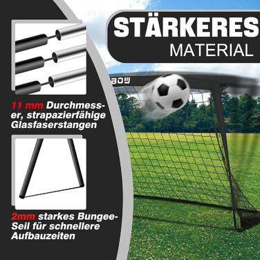 Ворота для футболу RUNBOW для дітей, портативні, для заднього двору, дитячі тренування, з сумкою для перенесення, 2.7 x 1.5 м, чорні