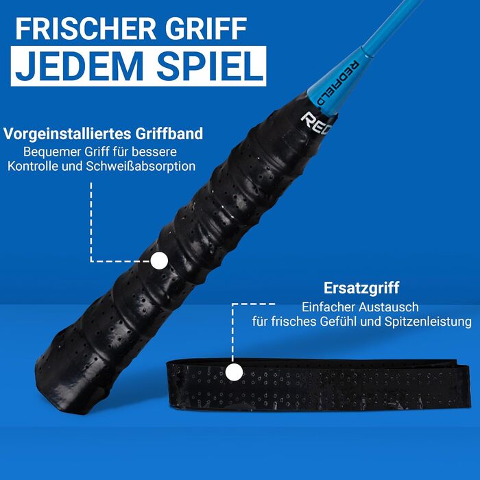 Набір для бадмінтона Redfield: 2 ракетки, 2 волани, сумка, 2 ручки, для спорту та розваг