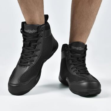Чоловічі боксерські та борцівські кросівки DimaiGlobal. Зручні кросівки для боксу, боротьби, кікбоксингу, кікбоксингу, карате, тхеквондо, з нульовим дропом, чорного кольору (44.5 EU)