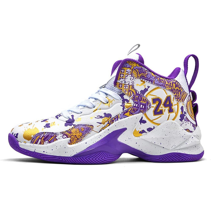 Чоловічі баскетбольні кросівки для гри та тренувань. Зручні, легкі, дихаючі. Високий верх, амортизація. Розмір 40 EU, білий/фіолетовий колір. Модель 692