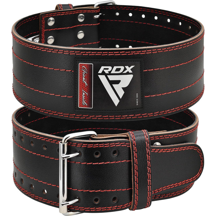 Шкіряний пояс для важкої атлетики RDX 4” з пряжкою, сертифікований IPL та USPA, 12 регулювань, 6 мм, для пауерліфтингу, бодібілдингу, чоловіків і жінок