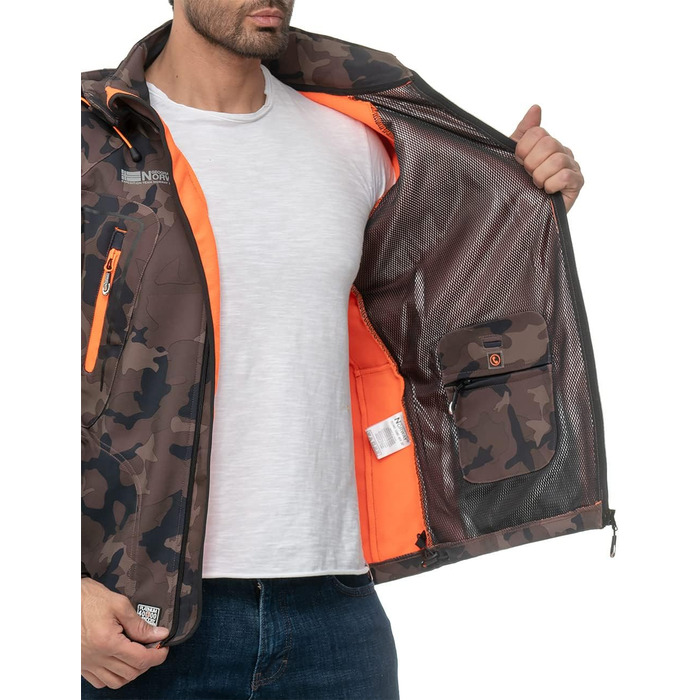 Чоловіча куртка Geographica Norway Softshell, піксельний камуфляж Khaki/Orange, для активного відпочинку та туризму