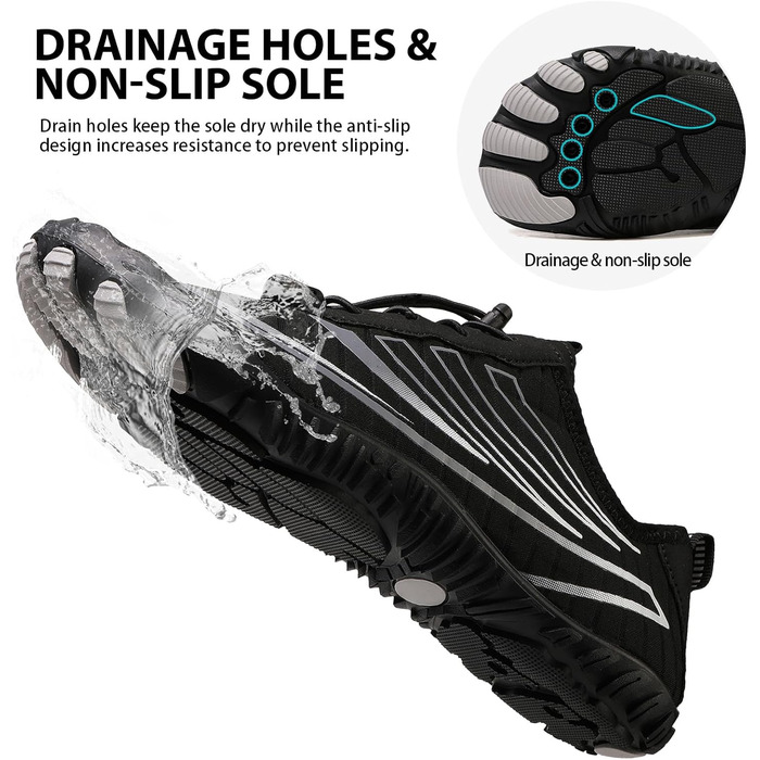 Чоботи для плавання та серфінгу для чоловіків та жінок, дихаючі, швидковисихаючі, антиковзаючі, розмір 36-47, колір чорний