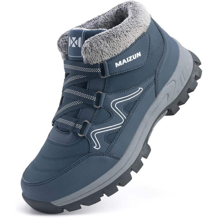 Чоловічі зимові черевики, теплі, з хутровою підкладкою, легкі, водостійкі, зручні, до щиколотки, для хайкінгу (39.5 EU, Синій)