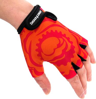 Дитячі велосипедні рукавички Meteor Unisex для дітей, Gel BMX, червоний квітка, розмір S (6.5-7cm)