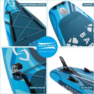 Надувна SUP-дошка Aqua Spirit 2024, комплект з веслом, рюкзаком і насосом, розміри 320x81x15 см / 457x91x15 см, для дорослих початківців та експертів, 2 роки гарантії