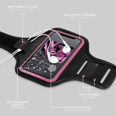 Спортивний чохол-нарукавник ONEFLOW для iPhone 13 Mini, рожево-чорний, для бігу, фітнесу, тренувань, універсальний тримач смартфона
