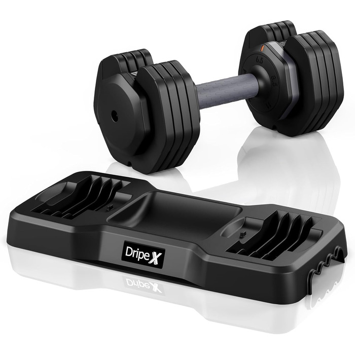 Набір гантелей Dripex: 11 кг, 24.5 кг, 41 кг. З антиковзним покриттям, регульованими дисками та підставкою. Для фітнесу, сірий колір