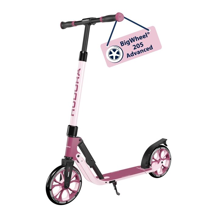HUDORA BigWheel® Advanced Scooter: Комфортний алюмінієвий самокат для дітей та дорослих (до 100 кг) - регульована висота, складаний, рожевий (205)