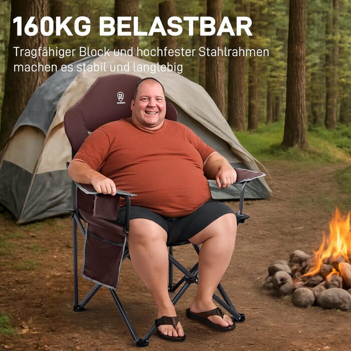 Крісло для кемпінгу EVER ADVANCED Luxus Faltbar 160 кг, велике, з високою спинкою, комфортне, для відпочинку на природі, саду, балконі, пляжі (2 шт, червоний)