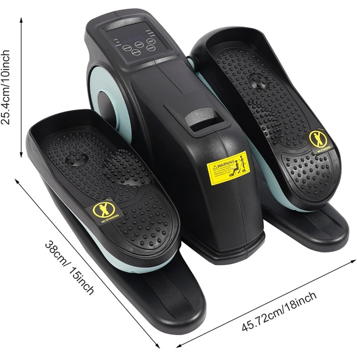 Еліптичний тренажер під стіл з пультом та дисплеєм, регульована швидкість, електричний, для ніг та рук (Чорний+Блакитний)