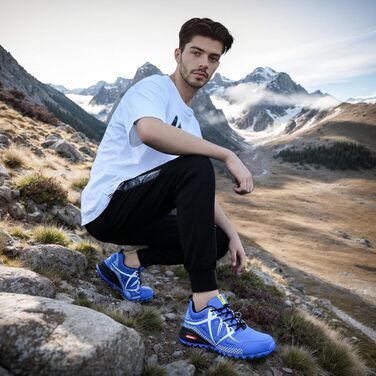 Чоловічі трекінгові кросівки для трейлраннінгу. Легкі, дихаючі, з антиковзкою підошвою. Розміри 39-48, колір блакитний.