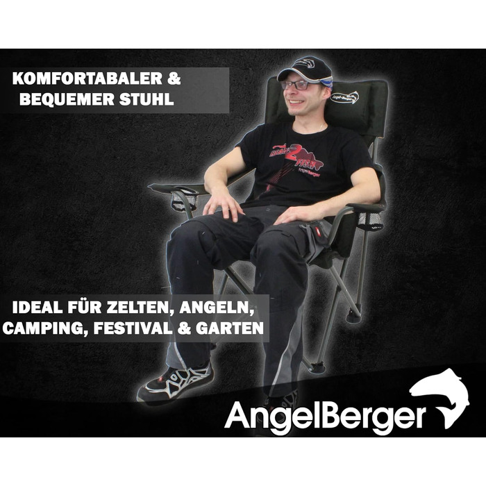 Складний стілець Angel-Berger Luxus з підстаканниками, подушкою та підлокітниками, зелений
