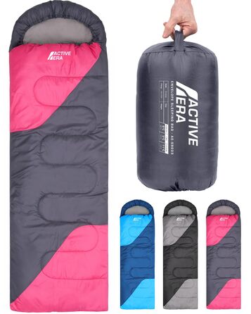 Спальник Active Era Premium Mumien 250 GSM, зимово-літній 0°C - 15°C, для кемпінгу, фестивалів, водонепроникний, ультралегкий, рожевий