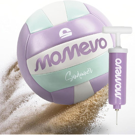 М'яч для волейболу Momevo Beachvolleyball, розмір 5, сертифікований DVV, м'яка поверхня, ідеальний для пляжного волейболу, спорту на піску, подарунчий набір з насосом Pastel