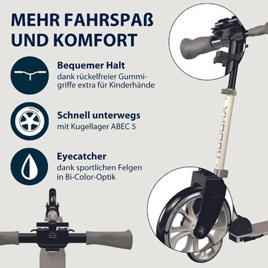 Дитячий самокат Hudora Scooter Up 145 Junior - безпечний та якісний самокат для дітей від 3 років, складна конструкція, регульована висота, 145 мм колеса (перламутровий)