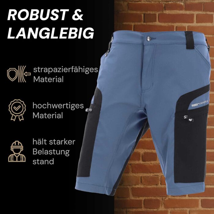 Чоловічі шорти для трекінгу PUMA Workwear Pro-One Sky Blue: підсилений нейлон, 4-way stretch, outdoor шорти для походів, XL
