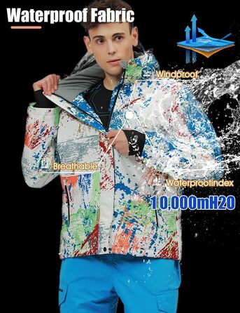 Чоловічий зимовий костюм для сноубордингу та катання на лижах, водонепроникний та вітронепроникний, теплий, для туризму та альпінізму, розмір M, колір чорний