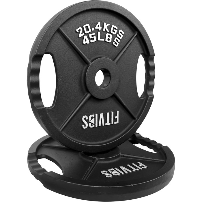 Олімпійський диск із чавуну Signature Fitness, 5,1 см, 20,4 кг, пара, для силових тренувань і важкої атлетики, двома отворами