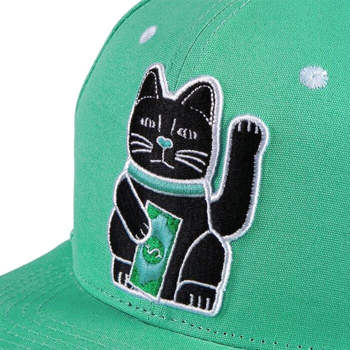 Кепка-снэпбек Nebelkind з принтом Winkekatze, унісекс, регульований розмір, м'ятно-зелена, стильна бейсболка в стилі streetwear