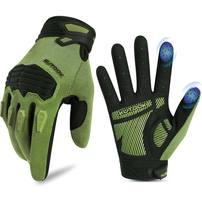 Рукавички для гірського велосипеда KUTOOK: захист долоні, сенсорний екран, дихаючі, зелені, XL