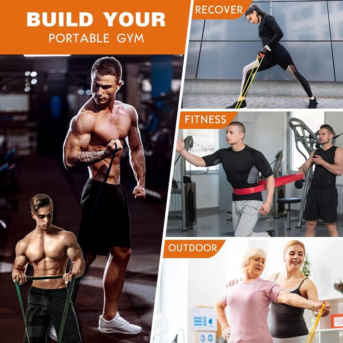 Набір фітнес-гумок 4 шт., еластичні стрічки для тренувань, фізіотерапії та розвитку м'язів