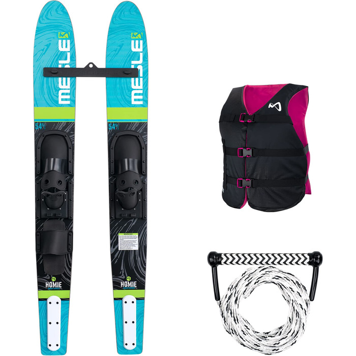 MESLE Комбо Ватерскі Набір Homie 139 см, Жилет Sportsman & Лейн Комбо, Ватерскі для дітей та підлітків, для початківців та досвідчених до 60 кг (berry, Universal)