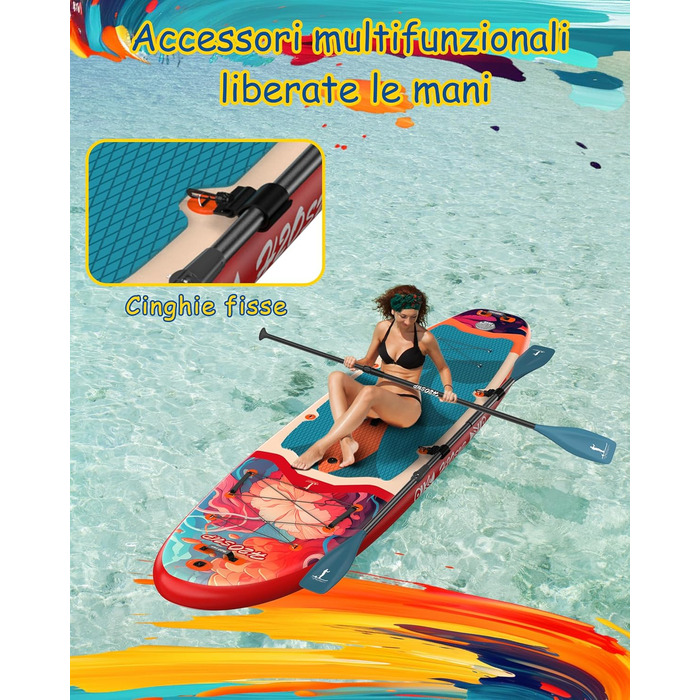 Надувний SUP дошка H2OSUP Stand Up Paddling Board - широка, з аксесуарами, для всіх рівнів, червона
