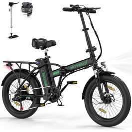 Електровелосипед HITWAY 20'' Fat Tire, складаний, акумулятор 36В 12А·год / 48В 15А·год, запас ходу до 100 км, 7 швидкостей, для міста та бездоріжжя