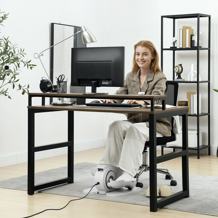 Спортивний велотренажер для дому SportNOW, міні-еліптичний тренажер з LCD-дисплеєм, пультом дистанційного керування, 10 регульованими рівнями швидкості, білий