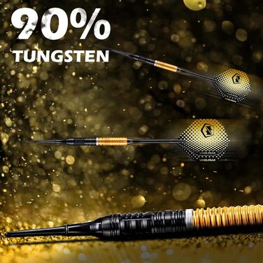 Дарти WIN.MAX Tungsten 90% (3 шт) 18г, професійні вольфрамові дротики золотого кольору