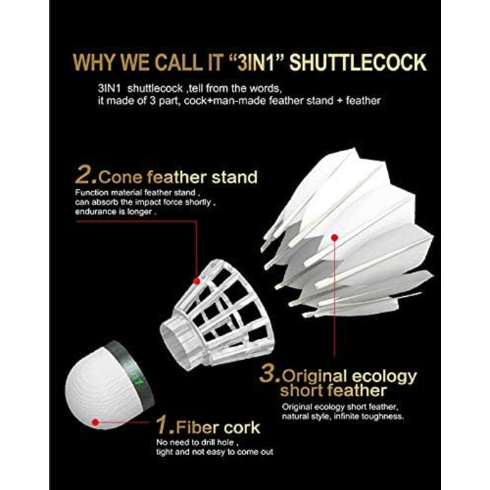 Волан для бадмінтону Propetrel 757 Hybrid 3-в-1, швидкість 77, 12 шт.