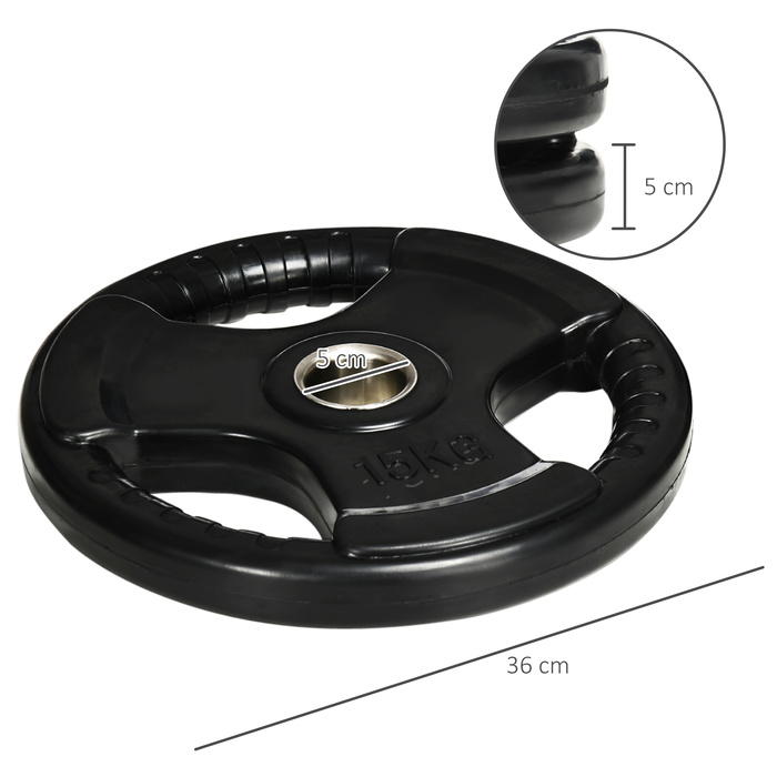 Набір гантелевих дисків SportNow, 2 шт., 15 кг кожен, з трьома ручками, захисне гумове покриття, метал.