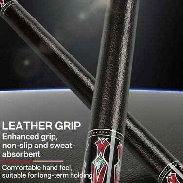 Більярдний кий Kmise Queue-Set 18-21oz з канадського акації, покращений хват, 4 кольори, з крейдою та рукавичкою